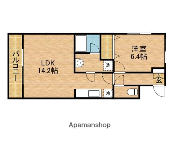 サルバス五ケ堀之内(1LDK/1階)の間取り写真