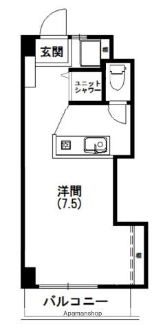 サンリバーハイツ(ワンルーム/3階)の間取り写真