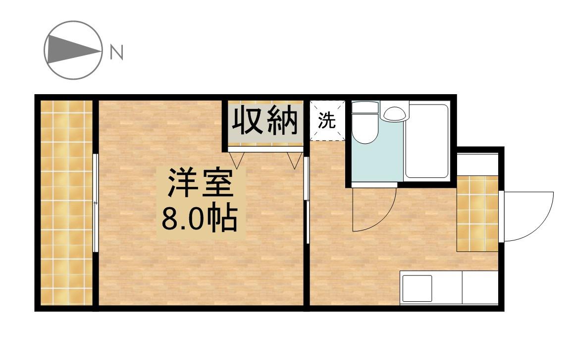 サームス(1DK/2階)の間取り写真