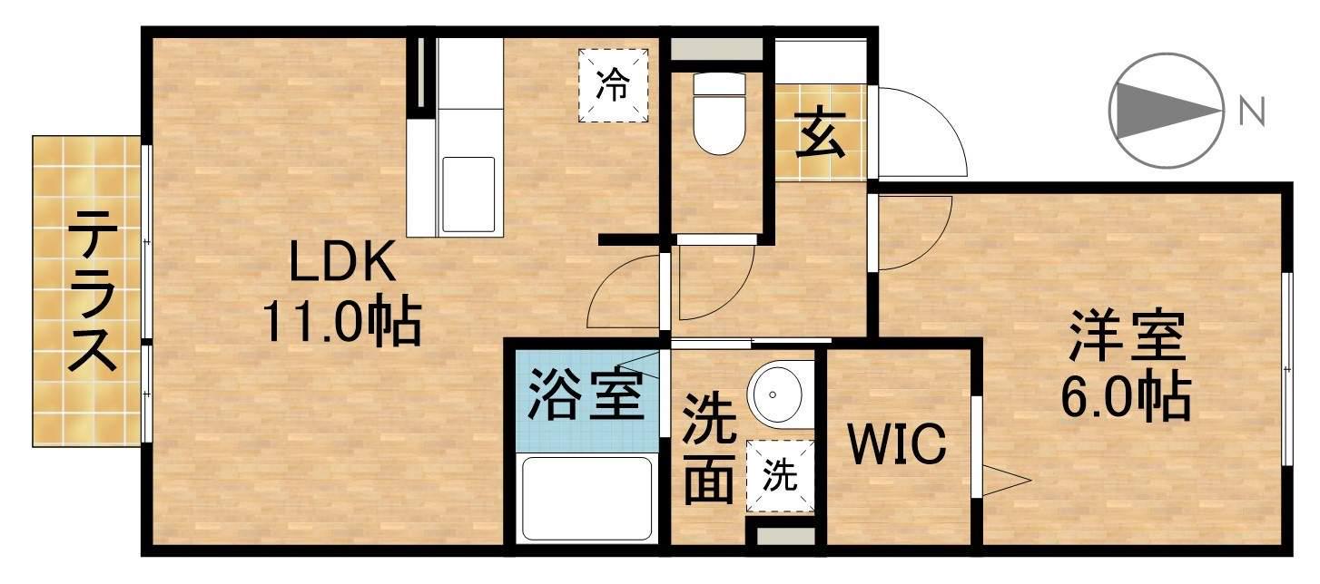 ピーノ・アーレC(1LDK/1階)の間取り写真