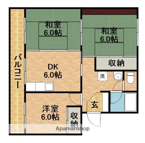 サンハイツ四ツ池A(3DK/2階)の間取り写真
