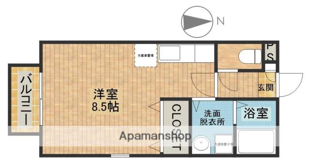 パールSK(ワンルーム/1階)の間取り写真