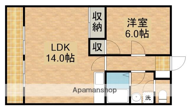 マンション楠通Ⅱ(1LDK/3階)の間取り写真