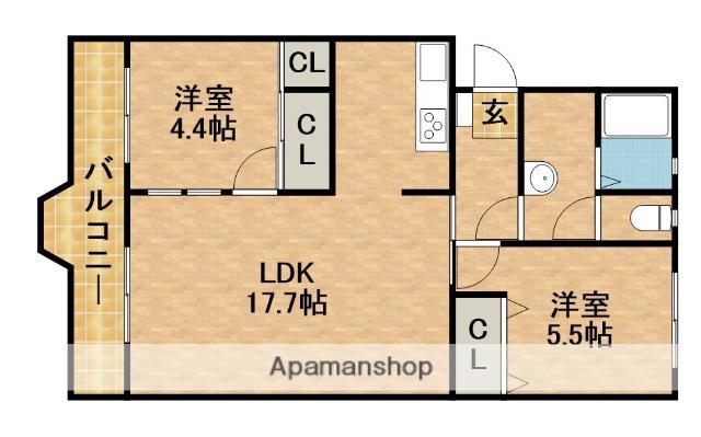 アルカディアマンション(2LDK/2階)の間取り写真