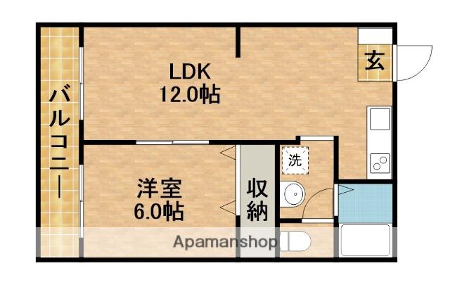 マンションヤマダA(1LDK/1階)の間取り写真