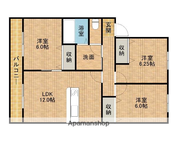 万代屋庵(3LDK/1階)の間取り写真