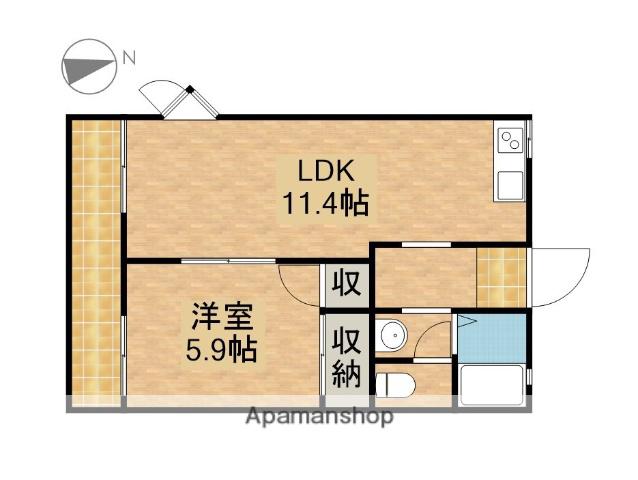 フレグランスつるが丘(1LDK/1階)の間取り写真