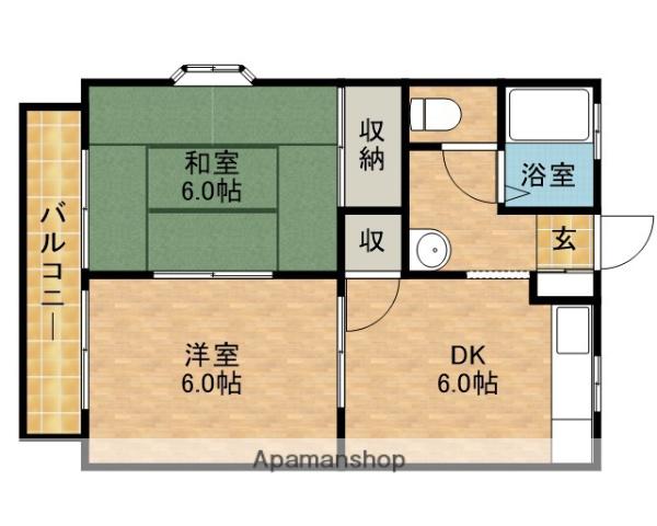 コーポサンフォルム(2DK/2階)の間取り写真