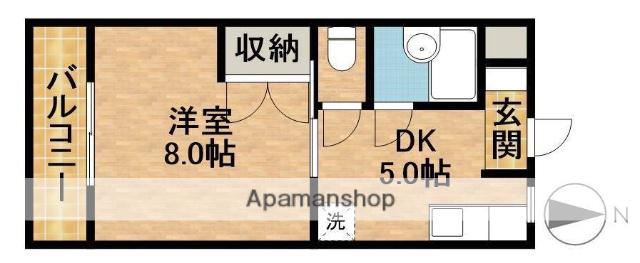 ハイツパピリオⅠ(1DK/3階)の間取り写真