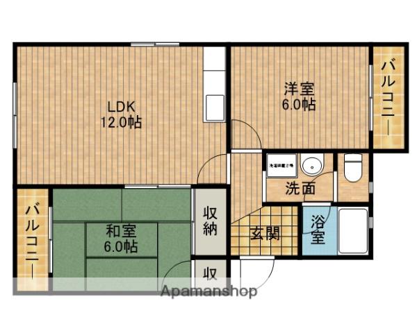 パークサイド(2LDK/3階)の間取り写真