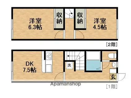 グランコート(2DK/1階)の間取り写真