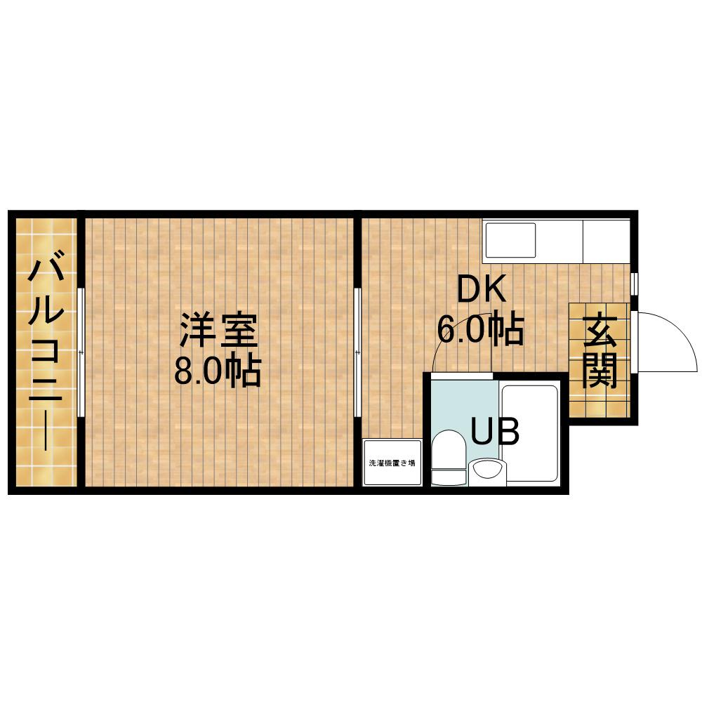 サンパレス木下(1DK/2階)の間取り写真