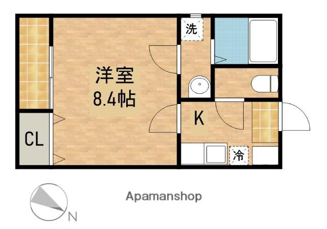 クレフラスト葵西A棟(1K/2階)の間取り写真