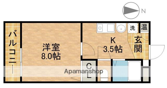 ビラエントピアⅡ(1K/2階)の間取り写真