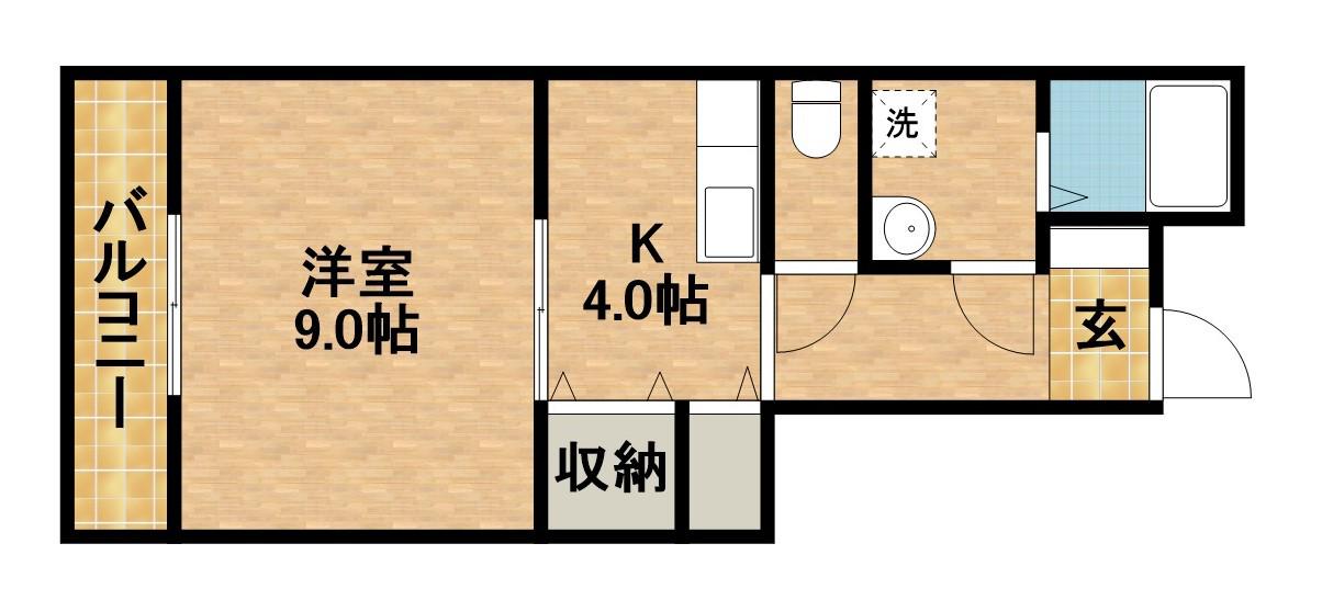 テニメントハウスフルール(1K/1階)の間取り写真