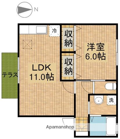 トゥール・ビヨンB(1LDK/1階)の間取り写真