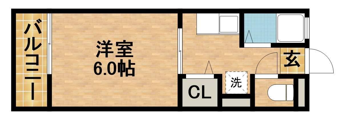 ジュビロⅡ(1K/2階)の間取り写真