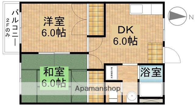 錦江荘(2DK/1階)の間取り写真