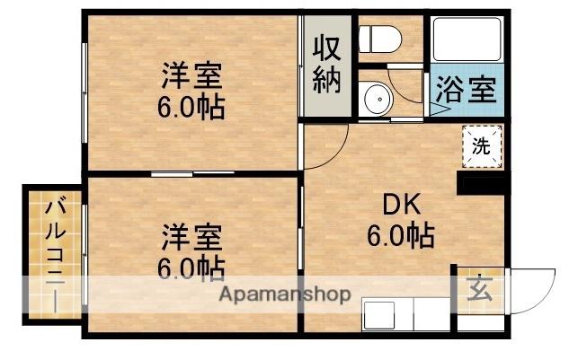 アクアマリン(2DK/1階)の間取り写真