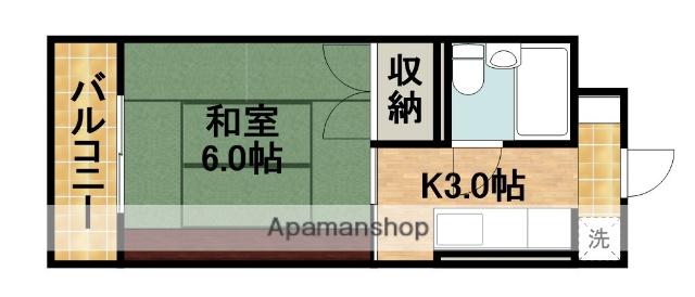 アルザスⅠ(1K/1階)の間取り写真