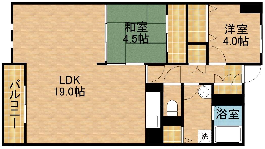パークビュー四ツ池(2LDK/3階)の間取り写真