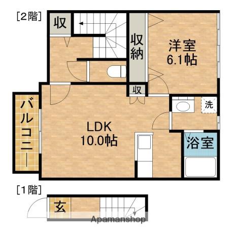 ライム天王(1LDK/2階)の間取り写真