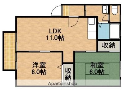 ハイカムール21(2LDK/2階)の間取り写真