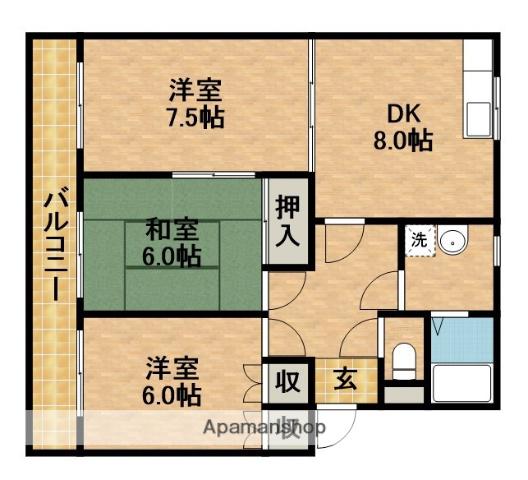 ニューシティ上西(3DK/3階)の間取り写真