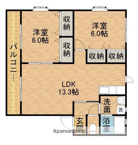 ティエドIIOA(2LDK/1階)の間取り写真