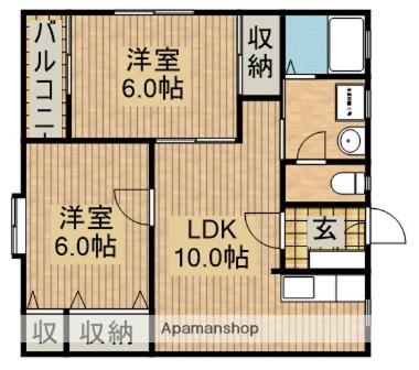 ソルフェージュ(2LDK/2階)の間取り写真