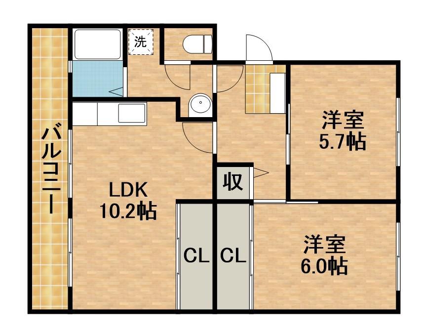永田マンション(2LDK/3階)の間取り写真