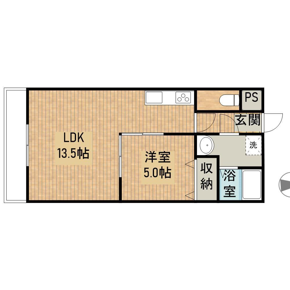 マンション花水木(1LDK/3階)の間取り写真