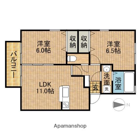 ファミール B(2LDK/2階)の間取り写真
