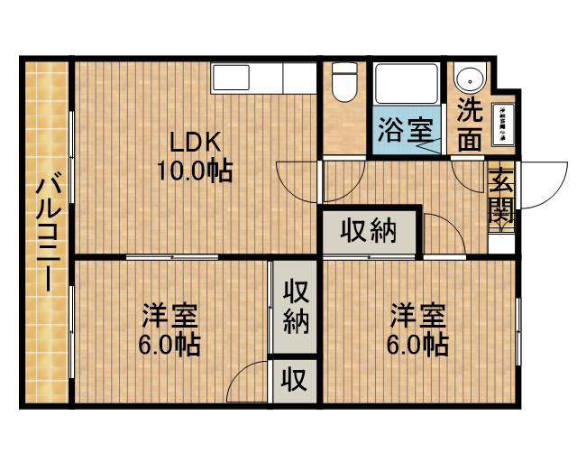 ソレアード(2LDK/3階)の間取り写真
