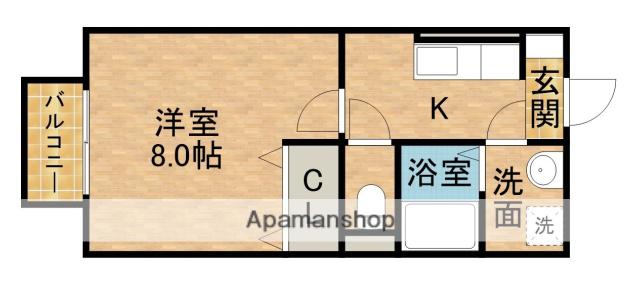 アズフレンディー(1K/2階)の間取り写真