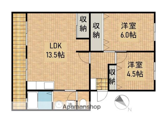 マンションサングリーン(2LDK/1階)の間取り写真