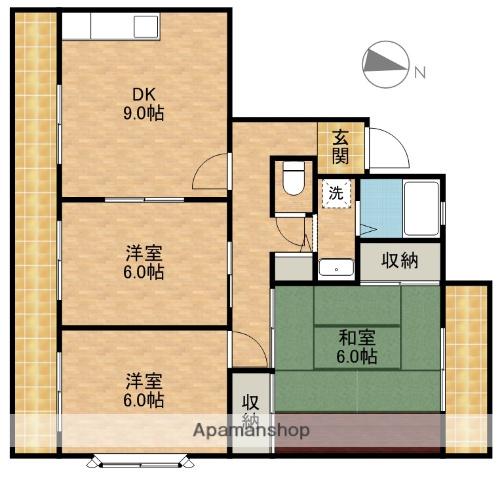 BEL・AIR佐鳴台(3DK/4階)の間取り写真