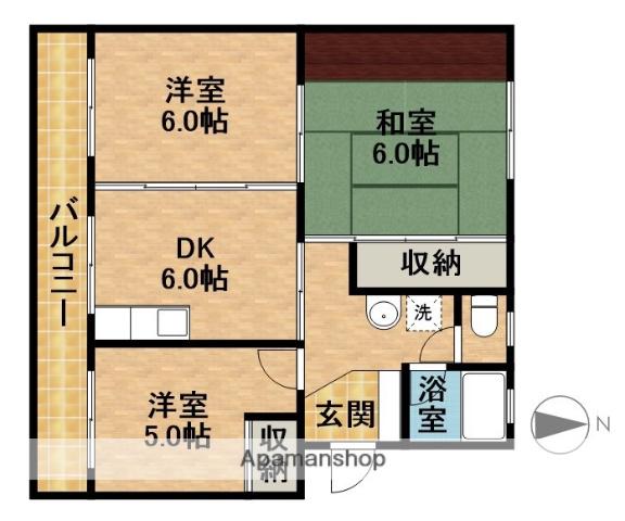 グリーンハイツ青葉台(3DK/3階)の間取り写真