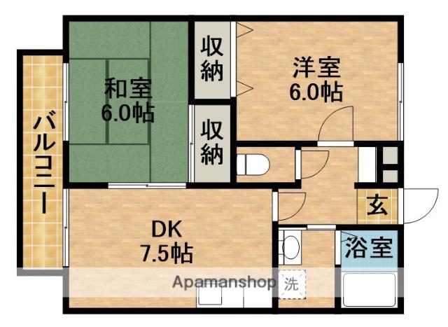 リバーサイド成滝(2DK/2階)の間取り写真