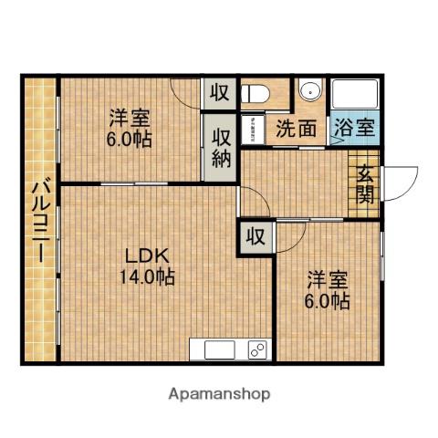 宮崎ハイツA(2LDK/1階)の間取り写真