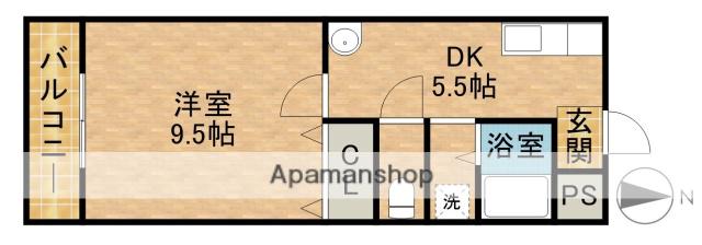 サングリーン富塚(1DK/1階)の間取り写真
