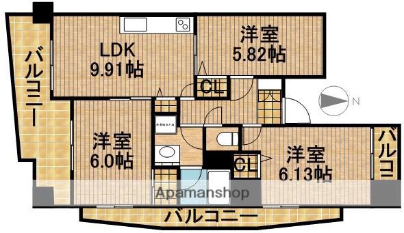 中央ハイツ海老塚(3LDK/14階)の間取り写真