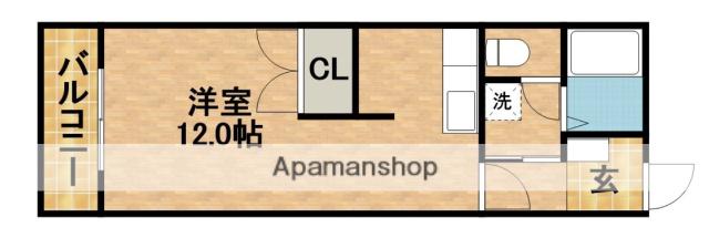 田畑ハイツ上ノ段(ワンルーム/3階)の間取り写真