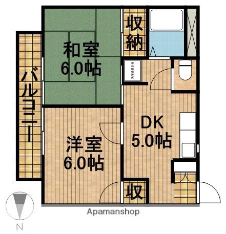 プレジオグリーン(2DK/2階)の間取り写真