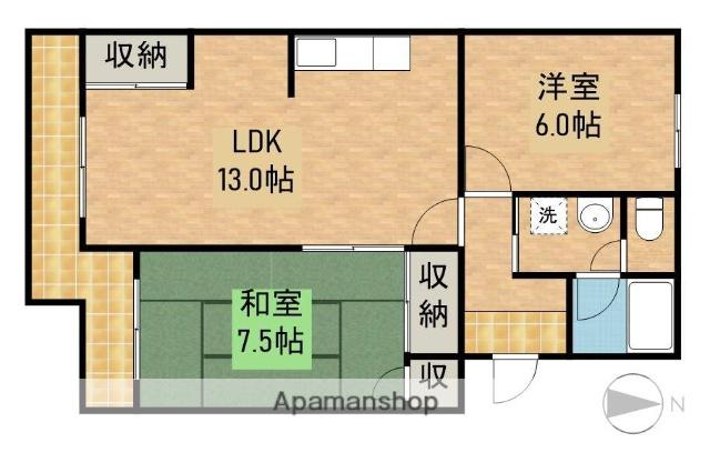 スカイシャトウ城山Ⅱ(2LDK/2階)の間取り写真
