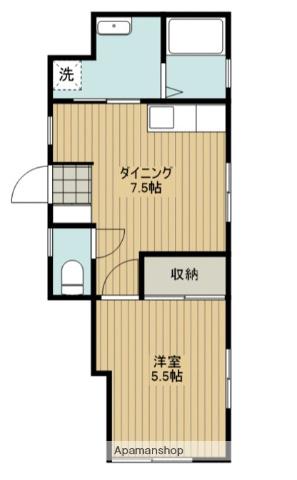 オレンジハウスA棟(1DK/1階)の間取り写真