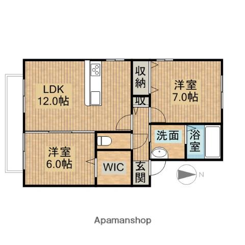 VILLA・RYUTAKUⅡB(2LDK/2階)の間取り写真