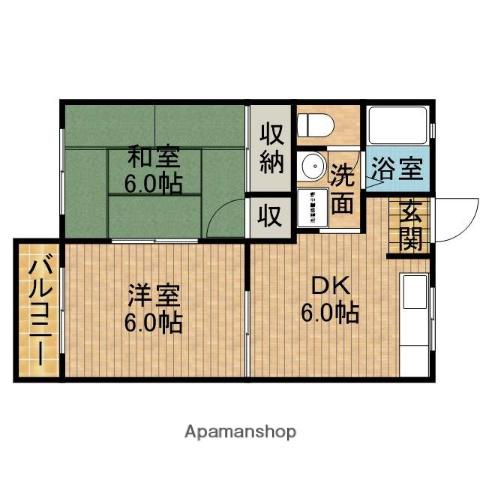 コーポみのり(2DK/2階)の間取り写真