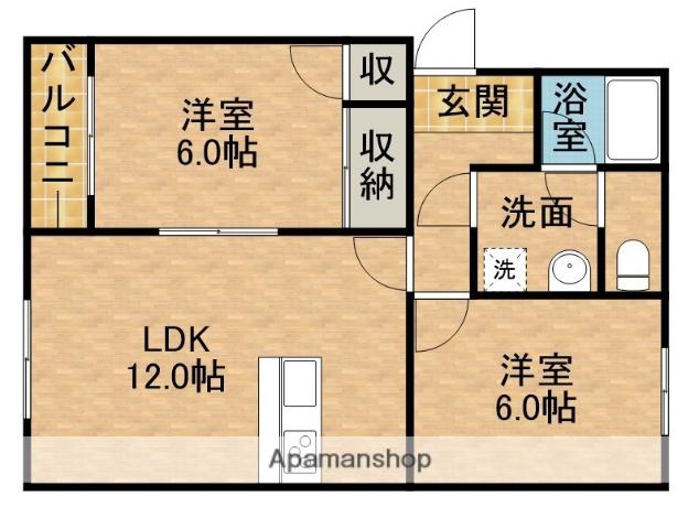 フェニックスⅡ(2LDK/2階)の間取り写真