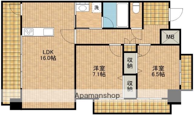 セントラルヒルズ松城(2LDK/6階)の間取り写真